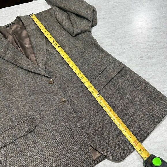 Lauren Ralph Lauren 100% Wool 2 Button Blazer Sport Coat Brown Plaid Size 44R - Picture 11 of 15